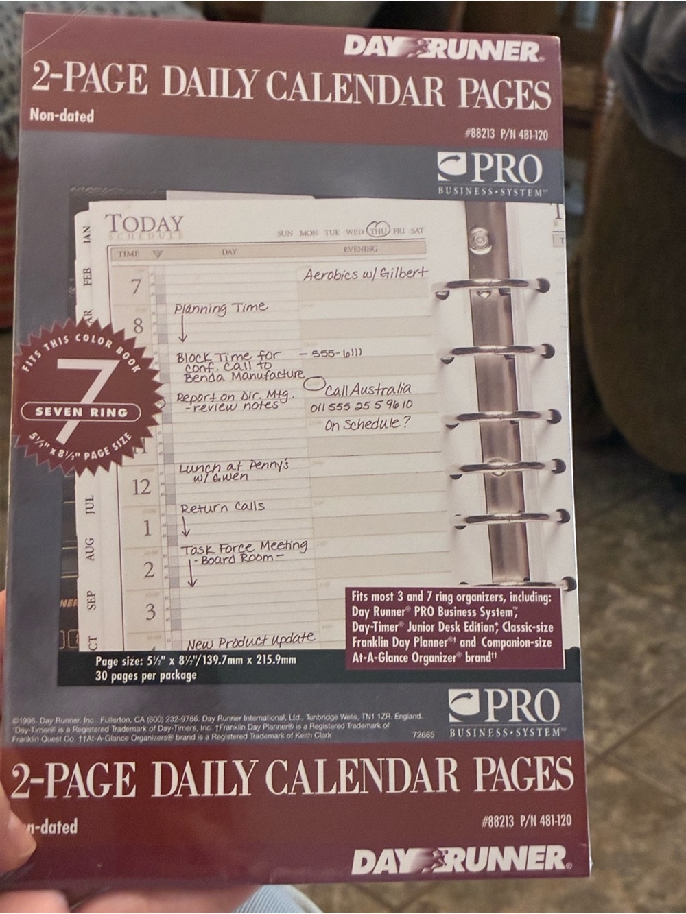 Day Runner 2-Page Daily Calendar Pages — Brown un/dated